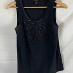 J.Crew  Silk Bow Beaded Sleeveless Top Black Size 2 Photo 0