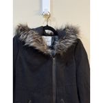 Maralyn & Me  Juniors' Faux-Fur-Trim Asymmetrical Hooded‎ Coat, Black Size Small Photo 4
