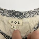 POL  Cream Black LOVE Patterned Top Long Sleeve Shirt Womens Size Large Stretch Photo 1