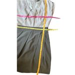 LOVE 21 Round Scoop Neck Pleated Split Sleeve Midi Beige Gray Dress Size Medium Photo 14