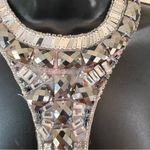 Cachet 90’s Y2K Silk Velvet Burnout Maxi Dress Beaded Whimsigoth Halter White Size 8 Photo 6