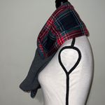 MarleyLilly reversible quilted scarf embroidered LINDA in scarf plaid and gray Photo 2