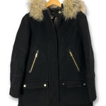 J.Crew Coat Women size 4 Black Tan Stadium Cloth Nellie Gori Wool Blend Utility Photo 0