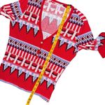 Victoria's Secret Fair Isle Waffle Knit Thermal Shirt Red Aztec Long Sleeve Small Photo 7