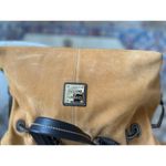 Dooney & Bourke  Mustard Yellow Suede Brown Leather Slouchy Satchel Bag Photo 2