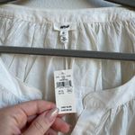 Aerie NWT  Crochet Sleeve Cream Button Down Cotton Gauze Size XL Relaxed Boho Top Photo 3