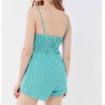 Urban Outfitters Green Gingham Smocked Romper Photo 2