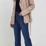 DKNY  Faux Leather Biker-Style Jacket w/ Belt Beige Size S NEW Photo 2