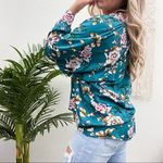 Vacate the Label Floral Dolman Collared Top Green Photo 14