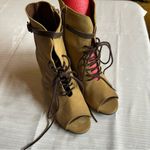 Free People Leather Lace-Up Peep Toe Zip Up Tan Ankle Booties EU/38 US/7.5 Photo 1