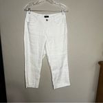NYDJ  White Linen Viscose Wide-Leg Crop Capri Pants Photo 2