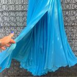 Terani Couture Strapless Prom Dress Blue Silver Embellish flowy chiffon skirt 4 Photo 6