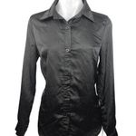 SheIn  Black Collared Solid Career Office Long Sleeve Button Down Shirt Size 4 Photo 0