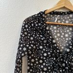 Free People Marne Star Print Sheer Mesh Tie Front Coquette Blouse Top Size S Photo 3