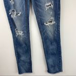 American Eagle  Tomgirl Distressed Jeans Dark Wash Sz 0 Relaxed Straight Boho Photo 5