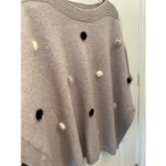 Mitchie's Grey knitted Sweater/Poncho with Fur Pom Sz O/S Gray Photo 7