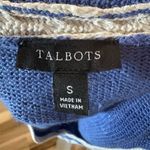 Talbots V-Neck Pullover Linen Sweater Blue Contrast Trim Size S Rory Gilmore Photo 5