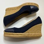 Jack Rogers  Palmer Blue Closed Cap Toe Fabric/Leather Wedge Espadrilles Size 8.5 Photo 3