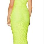 Good American  Satin Ruched Tube Maxi Dress in Electric Lime002 4XL Photo 1