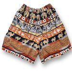 Vintage 90s Shorts High Waisted Baggy Mom Boho Abstract Animal Print Red Tan Black Photo 3