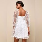 Lulus Effervescent Charm Classic White Organza Floral Babydoll Mini Dress Size M Photo 6