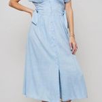 Prómesa Promesa Linen Blend Tan Side Tie Midi Dress size Large Photo 2