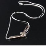 STERLING SILVER 925 & 10K ROSE GOLD FANCY BROWN GENUINE DIAMOND PLAQUE NECKLACE Photo 9