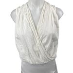 ZARA White Sleeveless Faux Wrap Drapey Surplice Blouse Bodysuit Top Size S Photo 0