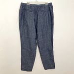 Old Navy High Waisted Cropped Linen Blend Pants Blue White Chambray Crop Ankle L Photo 12