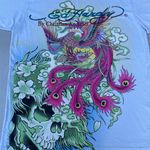 Ed Hardy Vintage  Christian Audigier Peacock Iridescent Rainbow Graphic T-shirt Photo 2