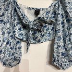 Bardot  Blue Floral Cropped Off The Shoulder Top Sz 6 NWT Photo 3