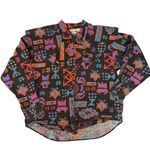 Pandhandle Slim Vintage 90s Neon Western Shirt Women's 18 Southwest Cowgirl Black Photo 1