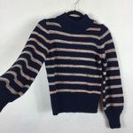 Madewell Blue Striped Wool Sweater XXS Metcalf Mockneck Balloon Sleeve Chunky Photo 9