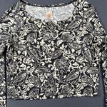 Billabong Crop Top Womens Small Black Ivory Paisley Floral Long Sleeve Surf Swim Photo 4