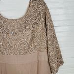 Alex Evenings  16 P Nude Beige Sequin Lace Empire Waist Gown Formal Needs Zipper Photo 6