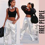 Free People pants hiking workout track jogger metallic Photo 7