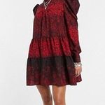Topshop Red & Black High Neck Tiered Puffy Long Sleeve Short Babydoll Dress Photo 0
