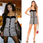 LPA NWT  Mariya Herringbone Tweed Mini Dress Black White Large Photo 3