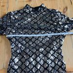 Lulus NWOT Radiant Mood Silver and Black Velvet Sequin Backless Mini Dress Photo 0