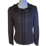 Tahari Women's Leopard Print Ruffle Blazer Jacket Size 8 Photo 0