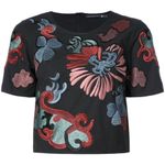 Natori Josie  Embroidered Blouse Size 0 Color Black Red Photo 1
