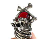 Skull and Crossbones red ball pewter pendant necklace Silver Photo 5