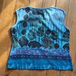 y2k beaded Teal Paisley Women's Tank Top Medium Blue Photo 6