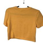 ZARA Short Sleeve Fuzzy Sweater Orange Crew Neck Size Small Soft Preppy Photo 1