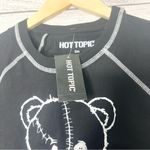Hot Topic NWT Black & White Damaged Teddy Bear Cropped T-Shirt Size Small Photo 4