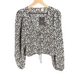 Levi's Daisy Floral Print Long Sleeve Blouse Tie Front V Neck Women's Large Photo 2