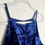 Charming Charlie  Floral Applique Crushed Velvet Cami Tank Top Blue Green Large Photo 2
