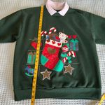 Vintage Ugly Christmas Sweatshirt Adult Medium Green Stocking 90s Shirt Top Photo 6