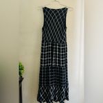 J. Jill Black White Mixed Print Plaid Print Midi Dress Size MED Photo 11