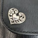 Vintage Bag Black Leather Crossbody Silver Heart Concho Adjustable Strap READ Photo 3